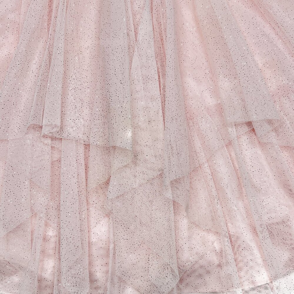 Jona Michelle Petal Baby Pink Princess Floral Lace Sequin Tiered Tule Sz 12 NWOT - Picture 5 of 10